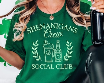 Shenanigans Crew Social Club T-Shirt, St. Patricks Day Pub Crawl Group Shirt, Family Group St. Patrick's Day Shirt, Shamrock Group Shirt