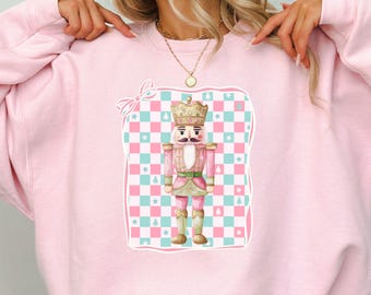 Roze notenkraker kersttrui, notenkraker kerstshirt, vrouwen vakantie feestelijk vakantie partij shirt, roze kersttrui