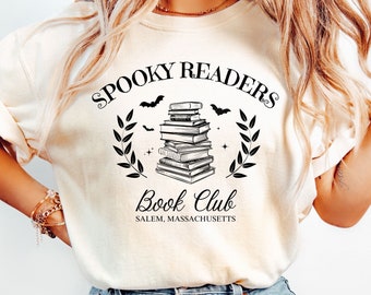 Comfort Colors® Spooky Readers Book Club, Halloween Shirt for Book Lover, Book Lover Gift, Spooky Salem Shirt, Book Club T-Shirt, Retro Tee