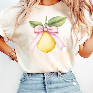 Coquette Lemon Shirt, Cute Fruit Shirt, Comfort Colors Vintage Cottagecore Lemon Shirt, Lemon Citrus T-Shirt, Tropical Summer Vacation Shirt