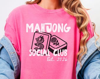 Mahjong Social Club Shirt, Comfort Colors Mahjong Shirt, Gift for Mahjong Lover, Mahjong Player Tshirt, Mahjong Sweatshirt, Mahj Custom Tee