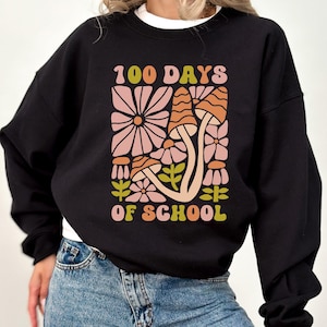 Felpa 100 giorni di scuola, felpa con stampa floreale per insegnanti, maglietta per celebrare il 100° giorno di scuola, maglietta scolastica, regalo per insegnanti
