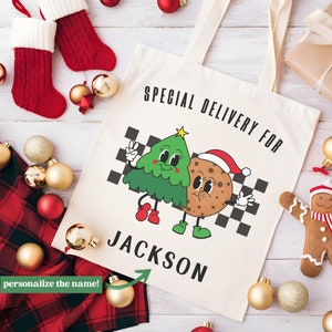 Personalized Christmas Tote Bag, Custom Christmas Gift Bag, Christmas Bag, Holiday Gift Bag, Christmas Party Bags for Kids, Custom Name Bag