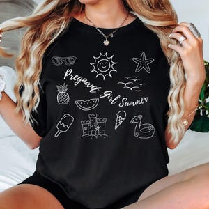 Comfort Colors® Pregnant Girl Summer Shirt, Beach Pregnancy Announcement Tee, Pregnancy Reveal Tee, New Mom Top, Gift for Her, Pregnant Tee