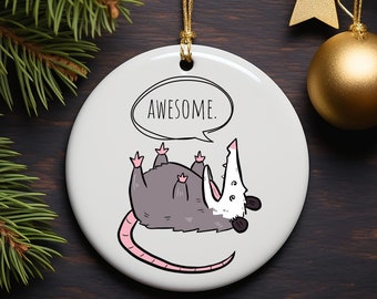 Impresionante adorno navideño de zarigüeya, idea de regalo de mamá zarigüeya, regalo de amante de los animales, decoración divertida de zarigüeya, regalo para ella