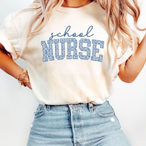 Comfort Colors® School Nurse Shirt, Nurse School Shirts For Nurse, Cute School Nurse Shirt, Floral School Nurse Shirt, Trendy Nurse Shirt