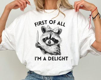 Comfort Colors® Waschbär Shirt, zuallererst bin ich eine Freude, Meme Shirt, lustiges Waschbär Shirt, trendiges Trashcore T-Shirt, Waschbär Geschenke, sarkastisch