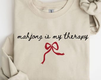 Mahjong is My Therapy Shirt, Comfort Colors Summer Mahjong Shirt, Gift for Mahjong Lover, Mahjong Player Sweatshirt, Mahj Sweatshirt