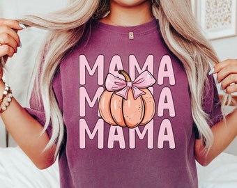 Camiseta de mamá Comfort Colors®, camiseta de mamá de Halloween, camiseta de mamá coqueta, camiseta gráfica de mamá de otoño, camiseta de mamá de calabaza, linda camiseta de otoño para mujer
