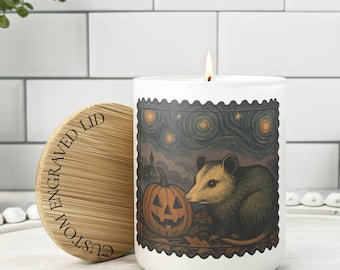 Possum Halloween Candle, Possum and Pumpkin Candle, Possum Gift, Opossum Candle, Spooky Candle Gift, Possum Decor, 10oz Soy Wax Candle