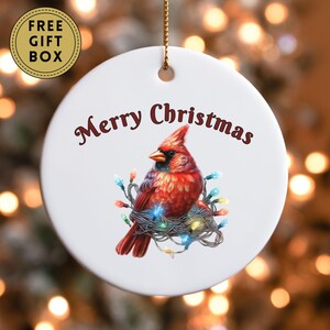 Red Cardinal Christmas Ornament, Christmas Decoration, Bird Ornament, Gift for Friend, Gfit for Her, Holiday Bird Decor, Merry Christmas