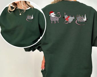 Grappige opossum kersttrui, grappige kersttop, opossum kersttrui, opossumcadeau, memeshirt, overgestimuleerd maar feestelijke top