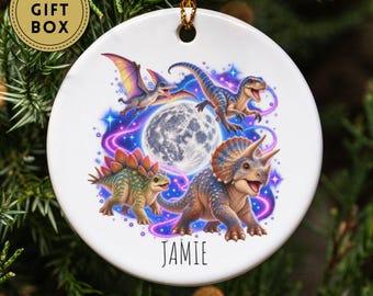 Funny Dinosaur Ornament, Dinosaur Christmas Ornament, Meme Ornament, Dino Moon Ornament, Dinosaur Gift, White Elephant Gift, Unique Ornament