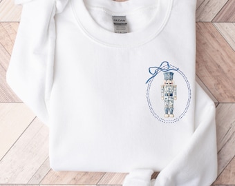 Chinoiserie Nutcracker Christmas Sweatshirt, Nutcracker Sweatshirt for Her, Christmas Gift, Cute Nutcracker Sweatshirt, Toile Nutcracker Top