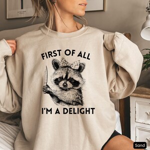 Waschbär Sweatshirt, zuallererst bin ich eine Freude, Meme Shirt, lustiges Waschbär Shirt, trendiges Trashcore Shirt, Waschbär Geschenke, sarkastisches Sweatshirt