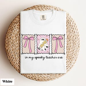 Comfort Colors® Spooky Teacher Era Shirt, Cute Teacher T-Shirt, Coquette Teacher Shirt, Ghost Teacher Shirt, Halloween Fall Teacher Shirt