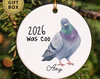 Funny Pigeon Ornament, Pigeon Christmas Ornament, Meme Ornament, Custom Name Ornament, Pigeon Gifts, White Elephant Gift, Unique Ornament