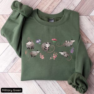 Possum Sweatshirt, Cottagecore Opossum Crewneck, Floral Possum Sweatshirt, Cute Animal Lover Graphic Sweatshirt, Gift for Possum Lover