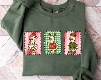 Christmas Goose Sweatshirt, Funny Goose Sweatshirt, Silly Goose Girly Christmas Sweatshirt, Christmas Sweatshirt, Merry Goosey Sweatshirt