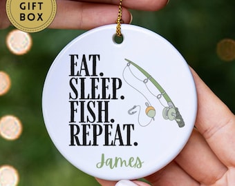 Personalized Fishing Christmas Ornament, Custom Fisherman Ornament, Dad Fishing Gifts, Fish Gift, Gift For Grandpa, Funny Fishing Gift