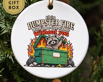 Dumpster Fire Ornament, Funny Leaving Gift For Coworker Colleague Work Friend, New Job Goodbye Present From Team, Funny Gift, Raccoon Gift