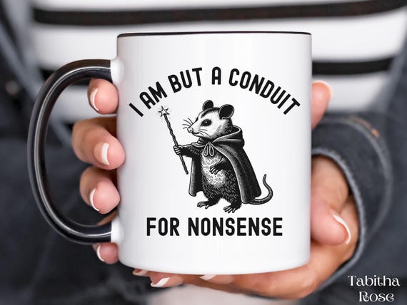 Funny Possum Mug, I Am But A Conduit for Nonsense, Meme Mug, Funny Possum Gift, Unhinged Mug, Sarcastic Mug, Friend Gift, Weirdcore Sayings