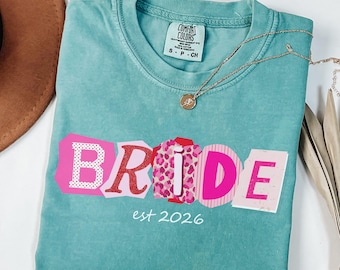 Comfort Colors® Custom Bride Shirt, Personalized Mrs Name Bridal Shower Gift, Bride Tee, Engagement Day Getting Ready, Bachelorette
