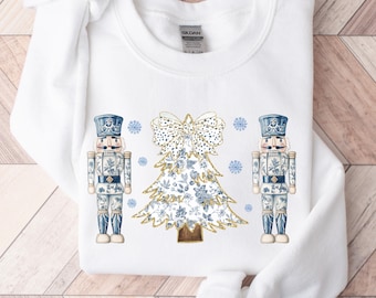 Chinoiserie Nutcracker Christmas Sweatshirt, Nutcracker Sweater for Women, Christmas Gift, Cute Nutcracker Mom Sweatshirt, Nutcracker Top