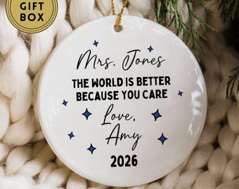 Personalized Thank You Ornament, Difference Maker Christmas Ornament, Teacher or Nurse Appreciation, Retirement Keepsake, Appreciation Gift