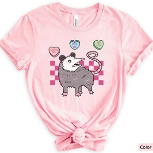 Possum Valentine&#39;s Day T-Shirt, Funny Opossum Valentine Top, Trashcore Shirt, Hearts Love Opossum, Sarcastic Shirt, Funny Animal Top