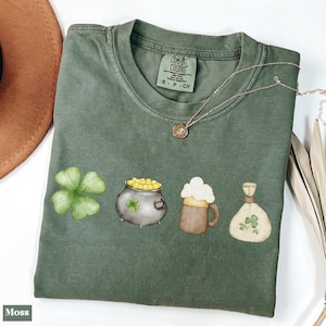 Comfort Colors® St Patrick&#39;s Day Shirt, Shamrock T-Shirt, Cute St. Patrick&#39;s Day T-Shirt, Lucky Shirt, Four Leaf Clover Top, St. Patty&#39;s Day