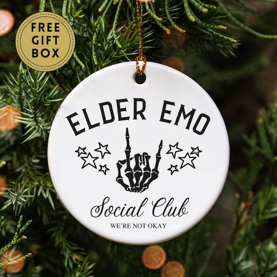 Elder Emo Social Club Ornament, Emo Gifts, It Was Never A Phase, Emo Ornament, Gift for Friend, Funny Ornament, Millenial Gift, Friend Gift