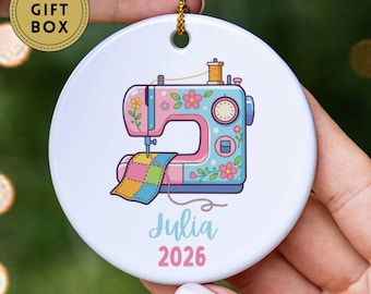 Personalized Quilting Ornament, Sewing Machine Ornament, Custom Quilter Christmas Gift, Sewing Keepsake, Quilt Lover Ornament, Gift for Mom