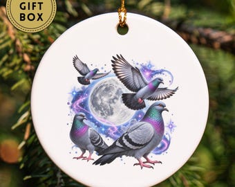 Funny Pigeon Ornament, Pigeon Christmas Ornament, Meme Ornament, Pigeons Moon Ornament, Pigeon Gifts, White Elephant Gift, Unique Ornament