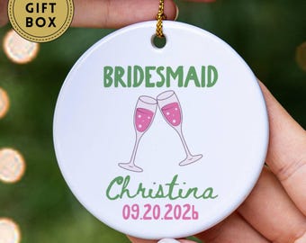 Personalized Bridesmaid Ornament Gift, Ornament for Bridal Party Keepsake, Bridesmaid Proposal, Maid of Honor Ornament Keepsake