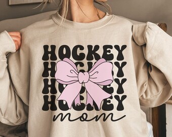 Hockey Mom Sweatshirt, Coquette Hockey Shirt, Hockey Mama Sweatshirt, Game Day Sweatshirt, Ice Hockey Crewneck, Goalie Mom Shirt, Mom Gift