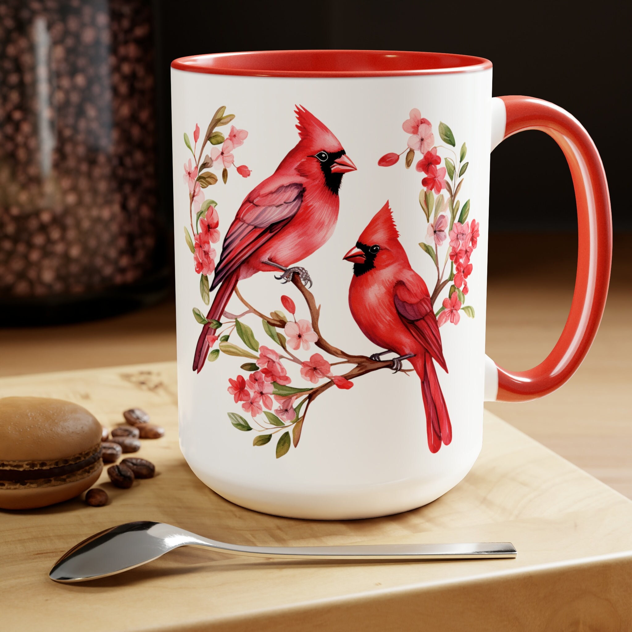 Cardinal Mug Gift for Her Cardinal Lover Mug Ceramic, Two-tone Coffee Mug  15oz, Cardinal Art Coffee Mug for Mom, Bird Lover Tea Cup Gift - Etsy
