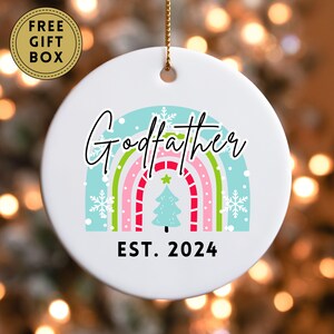 Personalized Godfather Christmas Ornament, Custom Godfather Christmas Keepsake, Christening Baptism Godfather Ornament, Gift for Him