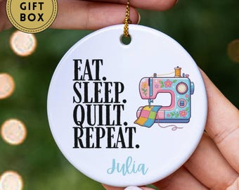 Personalized Quilting Ornament, Funny Gift, Sewing Machine Ornament, Custom Quilter Christmas Gift, Sewing Keepsake, Quilt Lover Ornament