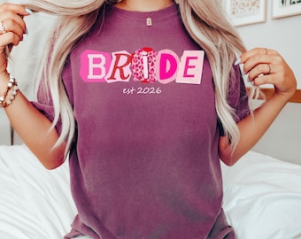 Comfort Colors® Custom Bride Shirt, Personalized Mrs Name Bridal Shower Gift, Bride Tee, Engagement Day Getting Ready, Bachelorette