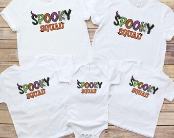 Traje familiar a juego de Spooky Squad, camisas a juego de Halloween para la familia, traje grupal de Halloween, ropa de fiesta de Halloween para la familia