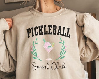 Pickleball Social Club Martini Sweatshirt, Pickleball Team Shirt, Group Pickleball Sweatshirt, Coquette Pickleball Crewneck, Bach Party Top