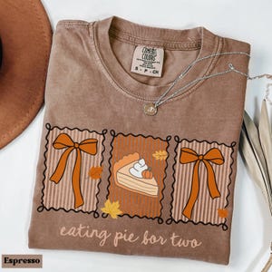 Comfort Colors® Eating Pie for Two Shirt, Thanksgiving Pregnancy Announcement Shirt, Thanksgiving Baby Announcement, Fall Pregnancy Reveal