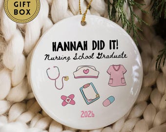 Personalized Nurse Ornament, The Year I Became a Nurse Keepsake, Nursing Graduation Gift, New Nurse Gift, Healthcare Worker Decoration