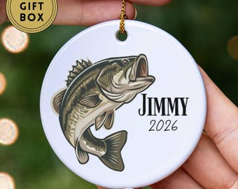 Personalized Fishing Christmas Ornament, Custom Fisherman Ornament, Dad Fishing Gifts, Fish Holiday Gift, Gift For Grandpa, Gift for Dad