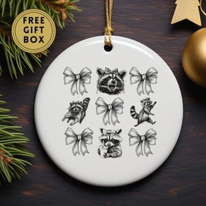 Racoon Christmas Ornament, Coquette Raccoon, Funny Racoon Ornament, Raccoon Decor, Raccoon Gifts, Gift for Friend, Funny Ornament Gift