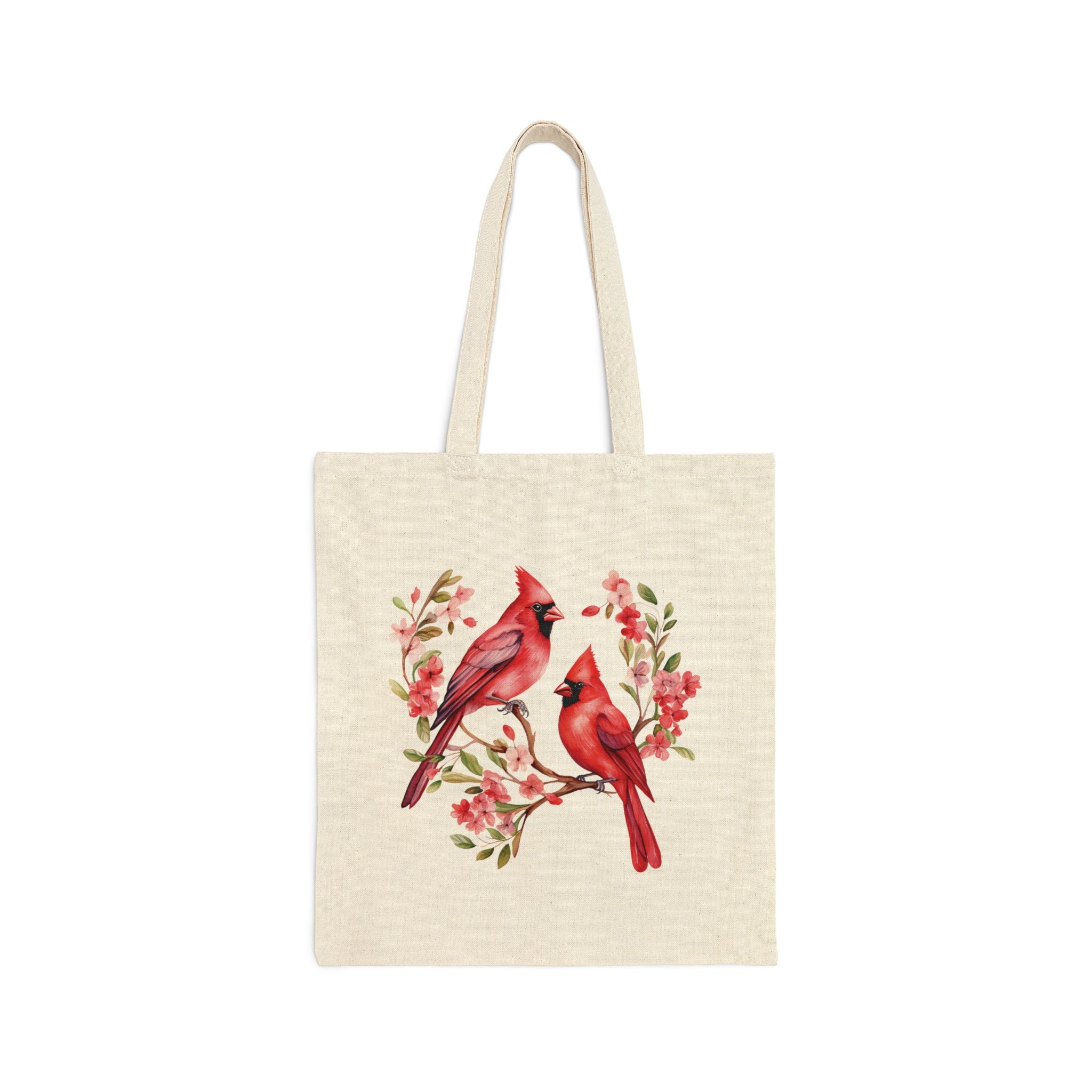 Red Cardinals Cotton Canvas Tote Bag, Bird Lover Gift, Cardinal