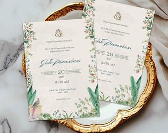 Griha Pravesh Invitation, Indian Housewarming Invite (PDF Template)