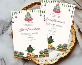 Indian Housewarming Invitation, Griha Pravesh Template (PDF)