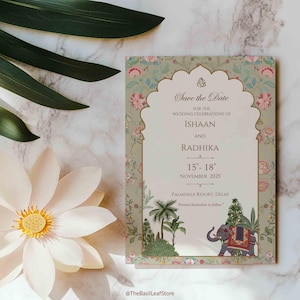 Indian Save the Date, Hindu Wedding Invitation Template, Digital Save The Dates, Engagement Announcement, Printable Invite Save The date